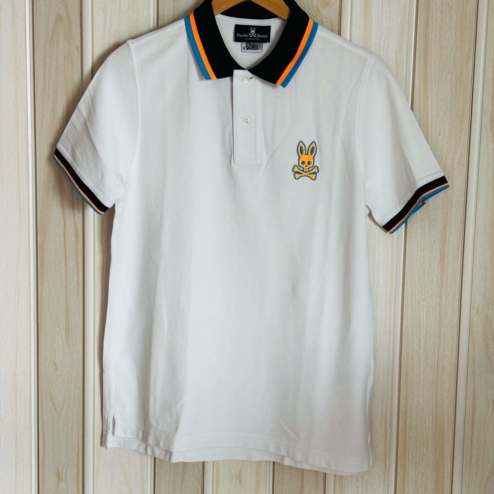 Psycho Bunny White and Black Polo Shirt Classic Design